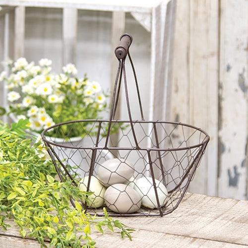 Chicken Wire Oval Basket w Handle - The Fox Decor