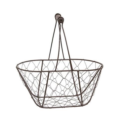Chicken Wire Oval Basket w Handle - The Fox Decor