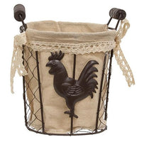 Fabric Lined Chicken Wire Rooster Bucket - The Fox Decor