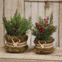 Furry Jar w Reindeer Charm Medium - The Fox Decor