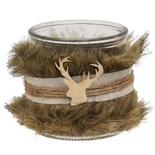 Furry Jar w Reindeer Charm Medium - The Fox Decor