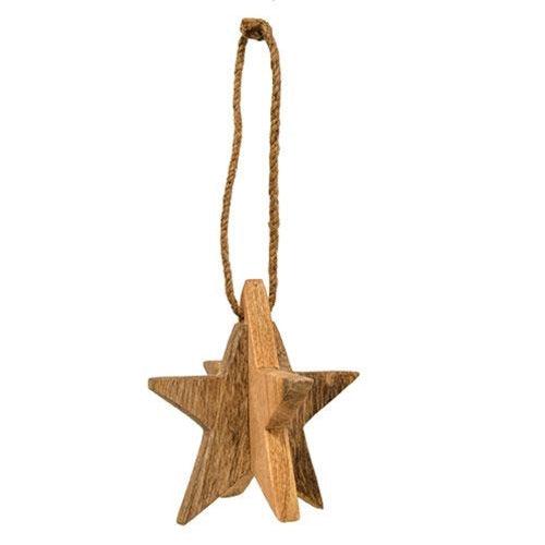 Dimensional Mango Wood Star Ornament - The Fox Decor