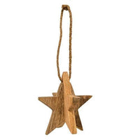 Dimensional Mango Wood Star Ornament - The Fox Decor