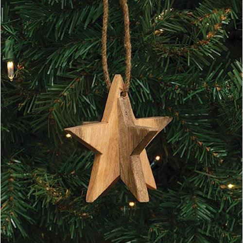 Dimensional Mango Wood Star Ornament - The Fox Decor