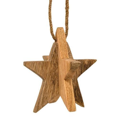 Dimensional Mango Wood Star Ornament - The Fox Decor