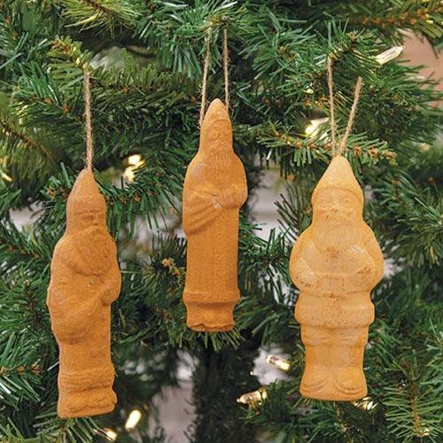 3 Set Farmhouse White Beeswax Santa Ornaments - The Fox Decor