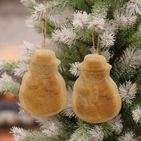 2 Set Farmhouse White Beeswax Roly Poly Snowman Ornaments - The Fox Decor