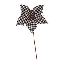 Sm Black White Plaid Poinsettia Spray - The Fox Decor