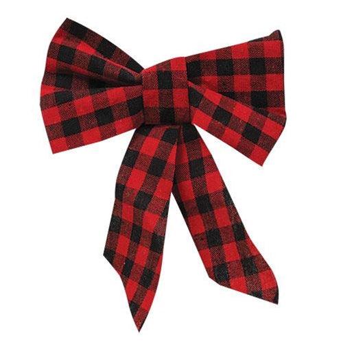 Red & Black Plaid Bow Ornament - The Fox Decor