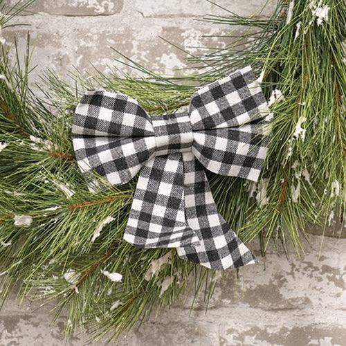Black & White Plaid Bow Ornament - The Fox Decor