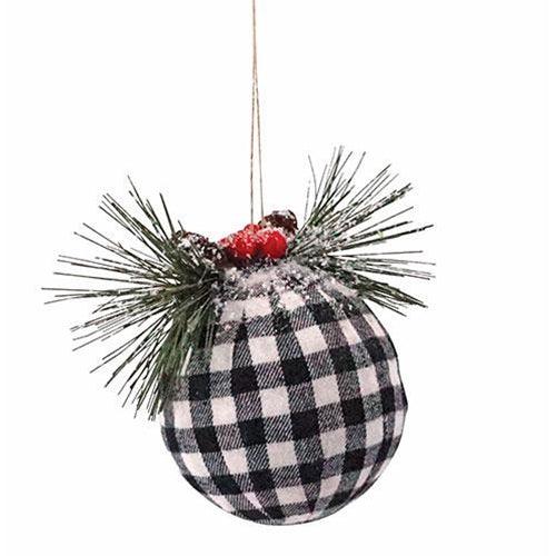 Black White Plaid Ball Ornament - The Fox Decor