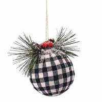 Black White Plaid Ball Ornament - The Fox Decor