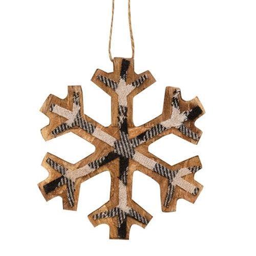 Black & White Plaid Snowflake Ornament Small - The Fox Decor