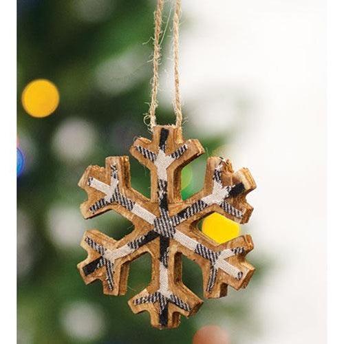 Black & White Plaid Snowflake Ornament Small - The Fox Decor