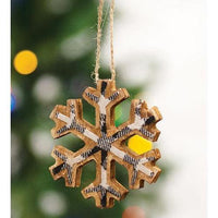 Black & White Plaid Snowflake Ornament Small - The Fox Decor