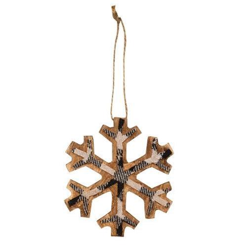 Black & White Plaid Snowflake Ornament Small - The Fox Decor