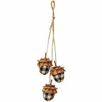 Black White Plaid Acorn Drop Ornament - The Fox Decor