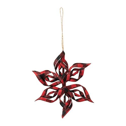 Red Plaid Snowflake Ornament - The Fox Decor