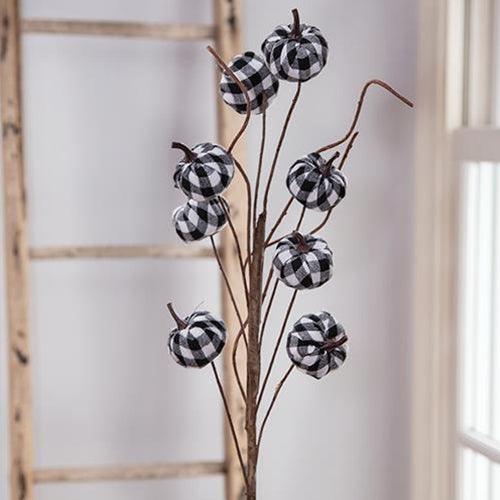 Black & White Buffalo Check Fabric Pumpkin Pick 305 - The Fox Decor