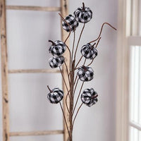 Black & White Buffalo Check Fabric Pumpkin Pick 305 - The Fox Decor