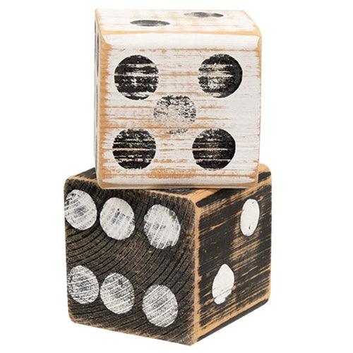 2 Set Distressed Wooden Dice - The Fox Decor