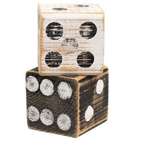 2 Set Distressed Wooden Dice - The Fox Decor