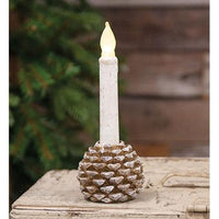 Snowy Resin Small Pinecone Taper Holder - The Fox Decor