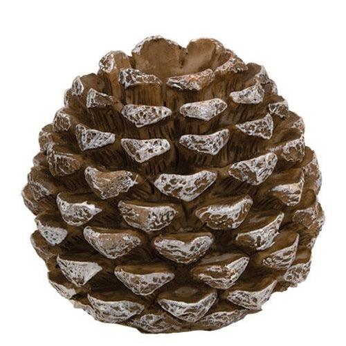 Snowy Resin Small Pinecone Taper Holder - The Fox Decor