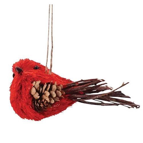 Red Sisal Bird Ornament - The Fox Decor
