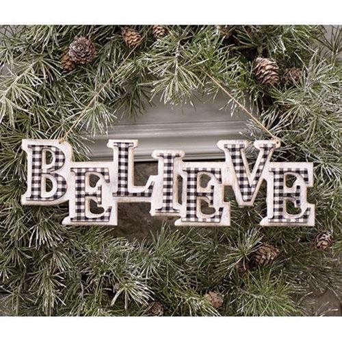 Black White Plaid BELIEVE Hanger - The Fox Decor