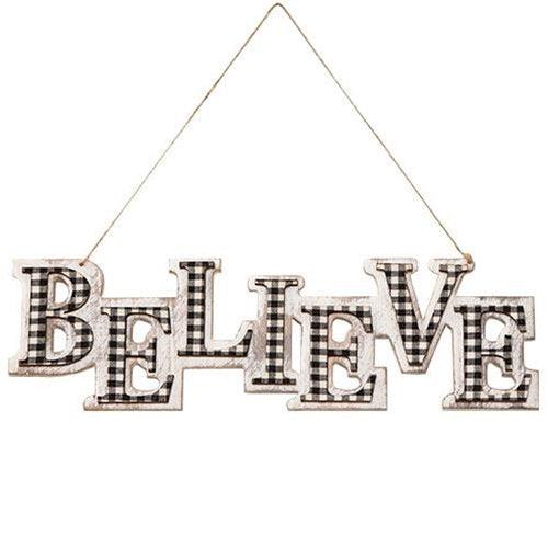 Black White Plaid BELIEVE Hanger - The Fox Decor