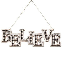 Black White Plaid BELIEVE Hanger - The Fox Decor
