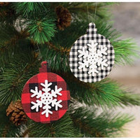 Red Black Plaid Snowflake Ornament Ball - The Fox Decor
