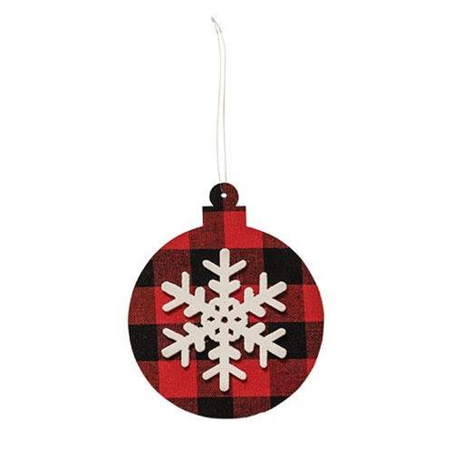 Red Black Plaid Snowflake Ornament Ball - The Fox Decor