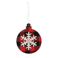 Red Black Plaid Snowflake Ornament Ball - The Fox Decor