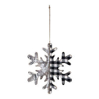 Black White Plaid & Birch Snowflake Ornament 65 - The Fox Decor