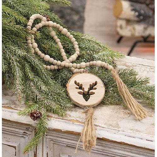 Natural Wood Bead Deer Tag Garland - The Fox Decor