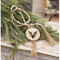 Natural Wood Bead Deer Tag Garland - The Fox Decor