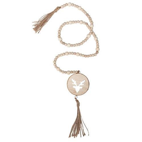 Natural Wood Bead Deer Tag Garland - The Fox Decor