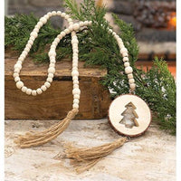 Natural Wood Bead Tree Tag Garland - The Fox Decor