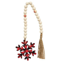 Red & Black Buffalo Check Snowflake Beaded Tassel - The Fox Decor