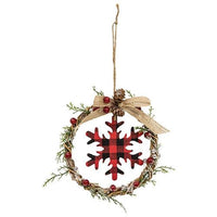 Mini Wreath with Red & Black Buffalo Check Snowflake - The Fox Decor