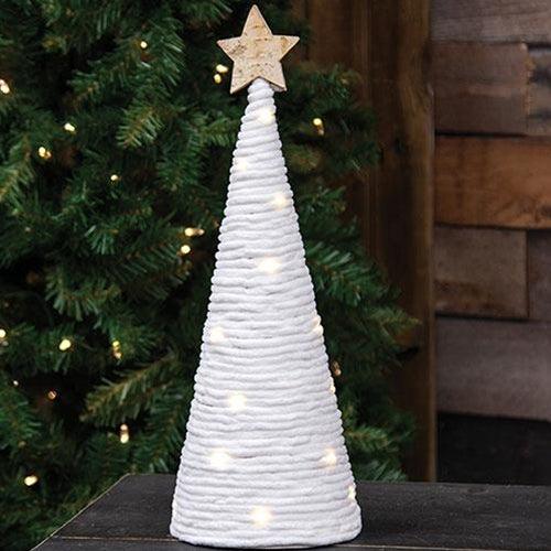 White Yarn Christmas Tree w LED Lights Large - The Fox Decor