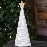 White Yarn Christmas Tree w LED Lights Large - The Fox Decor