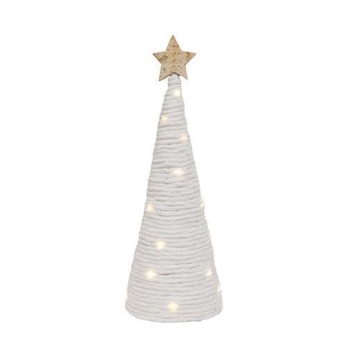 White Yarn Christmas Tree w LED Lights Large - The Fox Decor