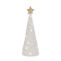 White Yarn Christmas Tree w LED Lights Large - The Fox Decor