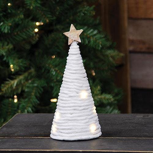 White Yarn Christmas Tree w LED Lights Small - The Fox Decor