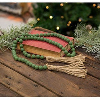 Green Beaded Garland with Tassels 48L - The Fox Decor