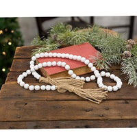White Beaded Garland with Tassels 48L - The Fox Decor