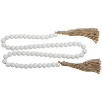 White Beaded Garland with Tassels 48L - The Fox Decor